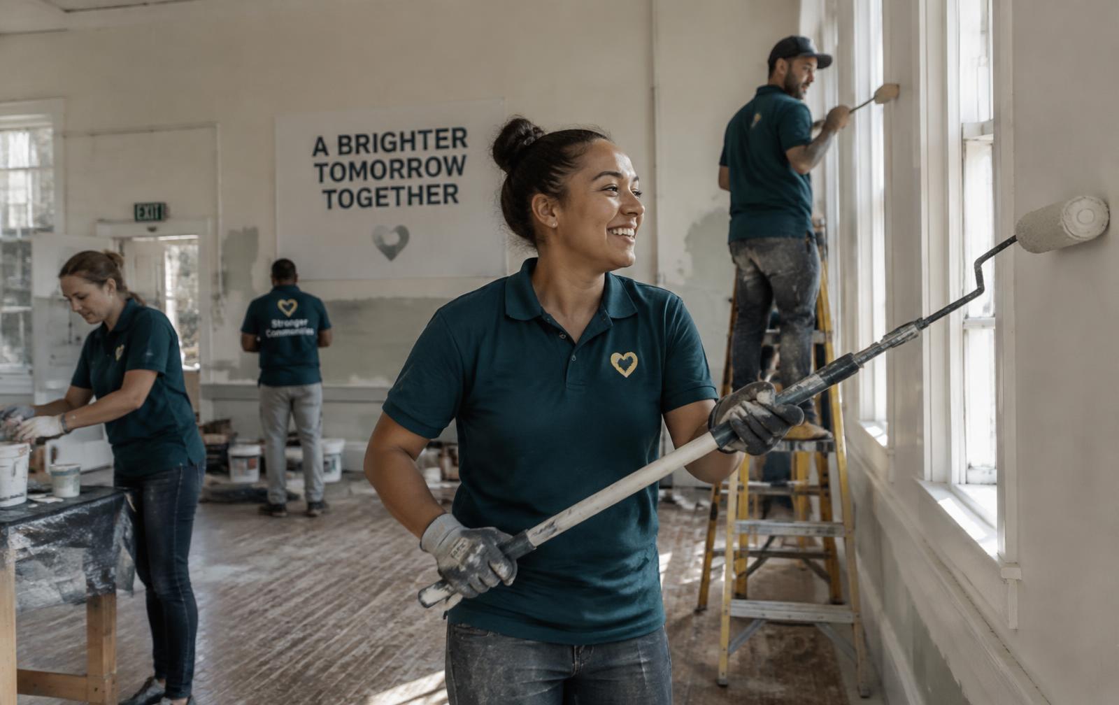 Madrid Foundation volunteers working on community facilities